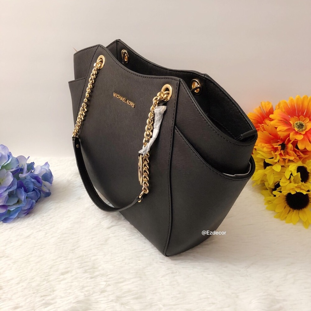🌸NWT Michael Kors Jet Set Chain Tote Black - Picture 4 of 8